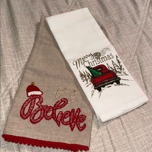 Cynthia Rowley “Believe”Tea Towel and Fabric with Merry Christmas Car Towel